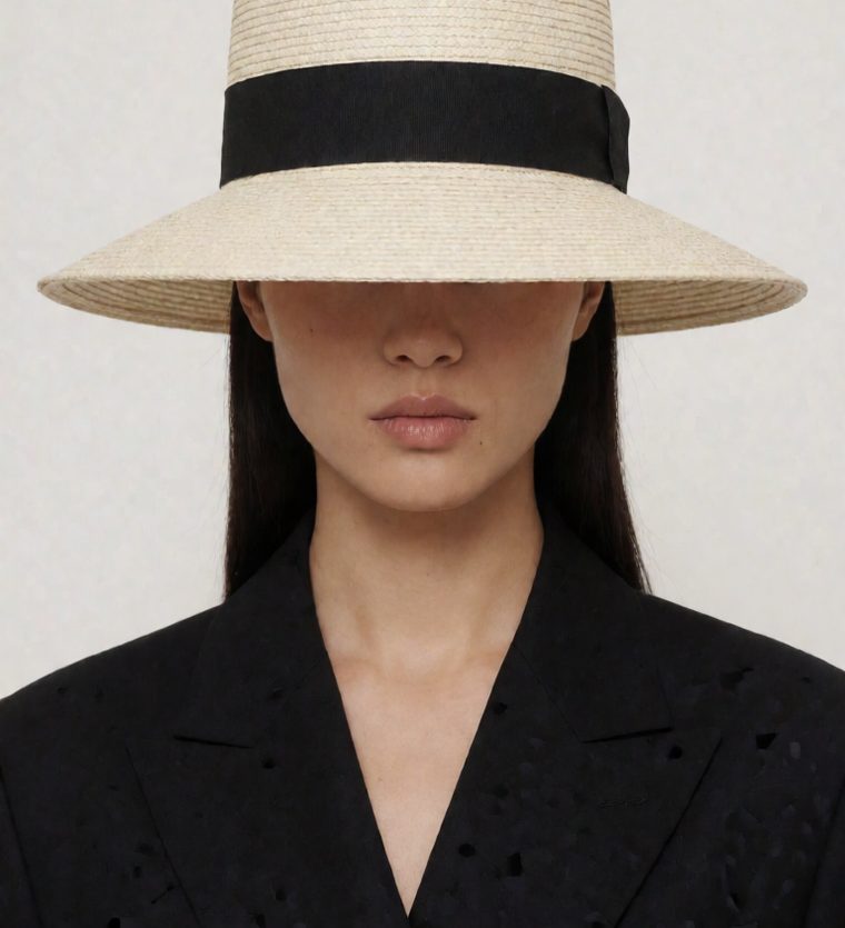 icehat — canotier de paille, ruban noir